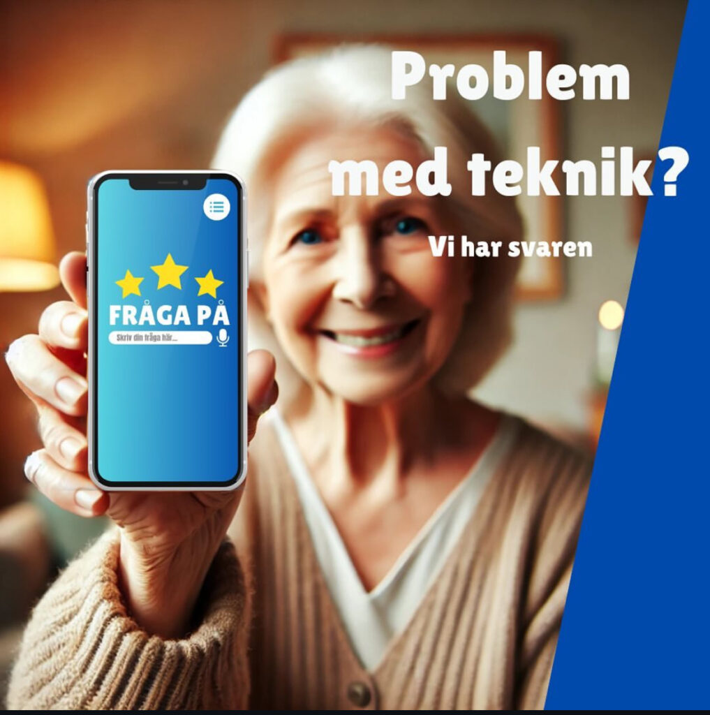 äldre kvinna med FrågaPå app